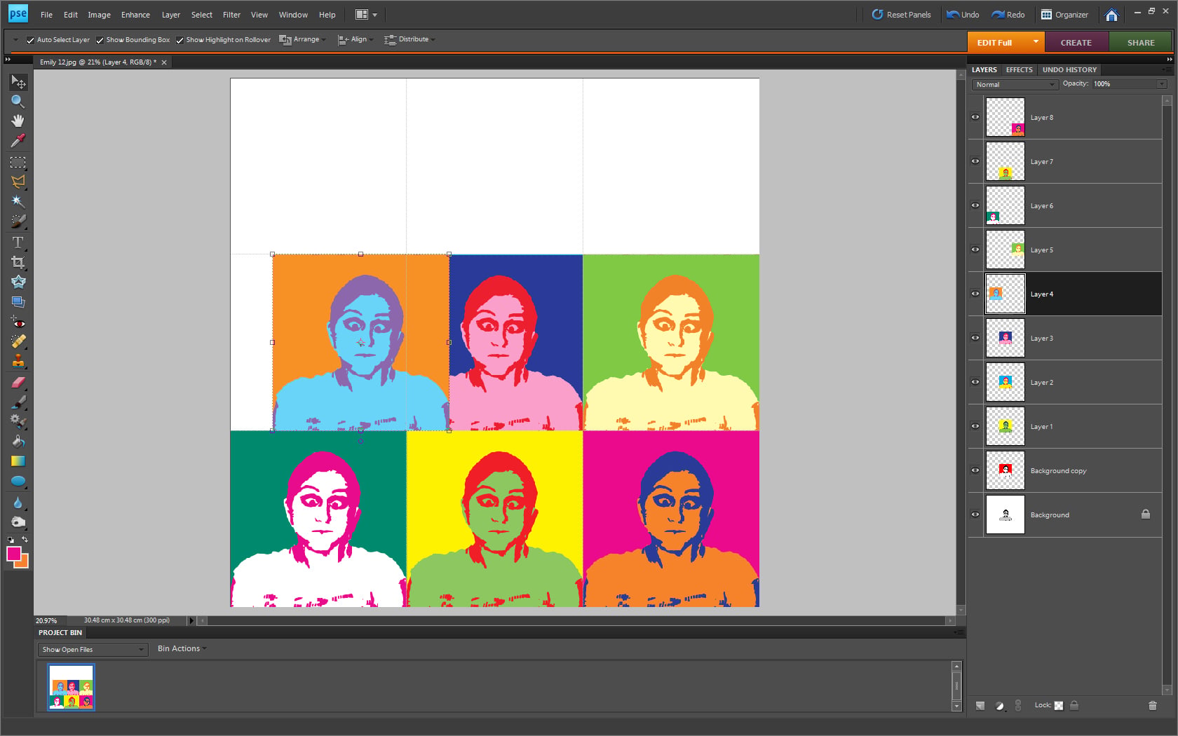 Arranging the canvas screenshot