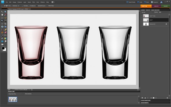 15. Select the middle layer and choose Magic Wand tool (press w).  Keep Tolerance at 10.
