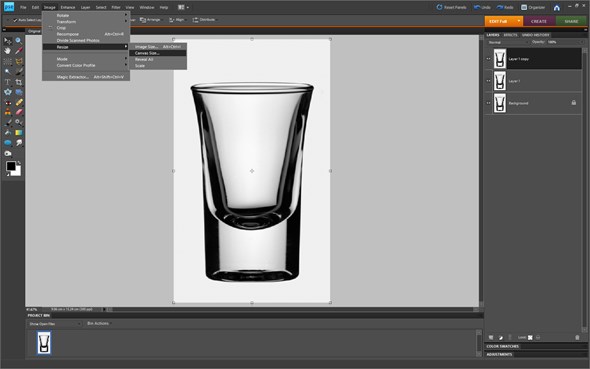 4. Click Image (Alt+I), Resize (Alt+R) and Canvas Size...
