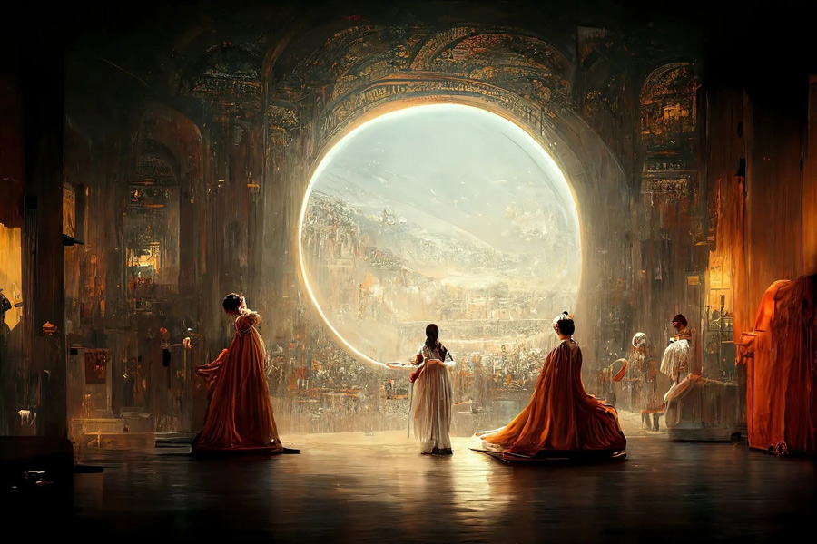 Th&eacute;&acirc;tre D'op&eacute;ra Spatial was made by Jason M. Allen with the generative AI model Midjourney