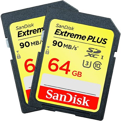 SanDisk 64GB Extreme 90MB/Sec SDXC Card - Twin Pack