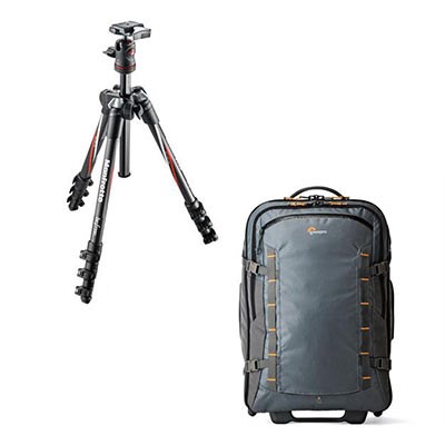 Manfrotto Tripod + Lowepro Roller Bag