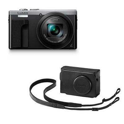 Panasonic LUMIX DMC-TZ80 (Silver) with Leather Case (Black) and Battery Kit