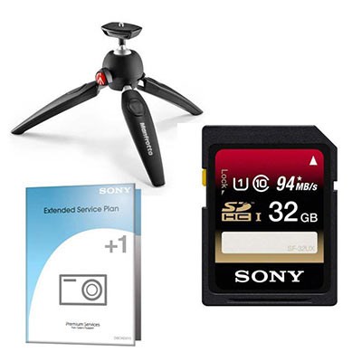 Manfrotto PIXI EVO Tripod, Sony 32GB Card Plus Extended Warranty
