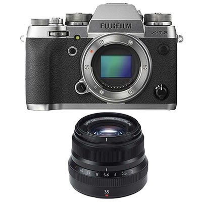 Fujifilm X-T2 Digital Camera - Graphite with Fujifilm 35mm f2 R WR Fujinon Lens - Black