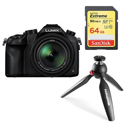 Panasonic Lumix DMC-FZ1000 with SanDisk 64GB 90MB/Sec SDXC and Manfrotto PIXI Tripod