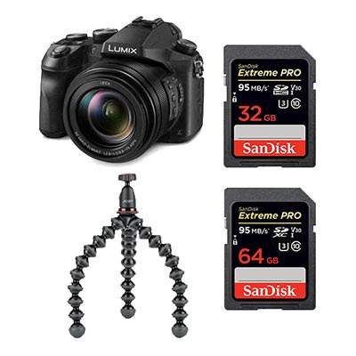 Panasonic Lumix DMC-FZ2000 with SanDisk 64GB + 32GB 95MB/Sec SD and Joby GorillaPod Kit 1K
