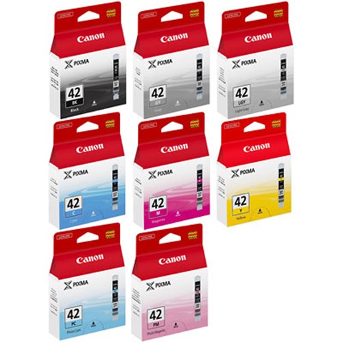 Used Canon CLI-42 BK/GY/LG/C/M/Y/PC/PM Multipack Ink Cartridge for Pixma Pro 100
