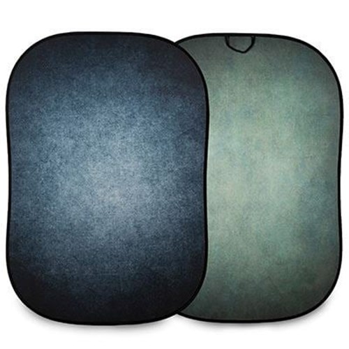 Used Manfrotto Vintage Collapsible Reversible Background 1.5 x 2.1m - Ink / Sage