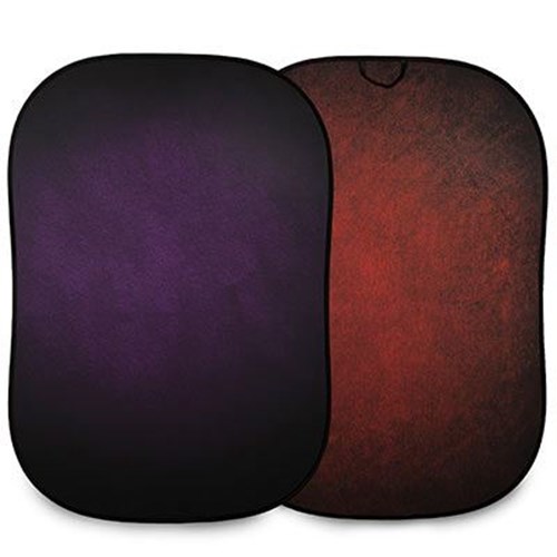 Used Manfrotto Vintage Collapsible Reversible Background 1.5 x 2.1m - Aubergine / Crimson