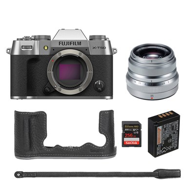 Fujifilm X-T50 with 35mm f2 Lens + Case + Memory Card + Battery Bundle