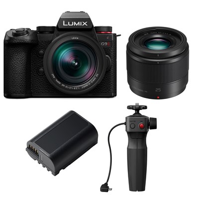 Panasonic Lumix G9 II with 12-60mm f2.8-4.0 and 25mm lens + Battery + Shooting Grip Bundle