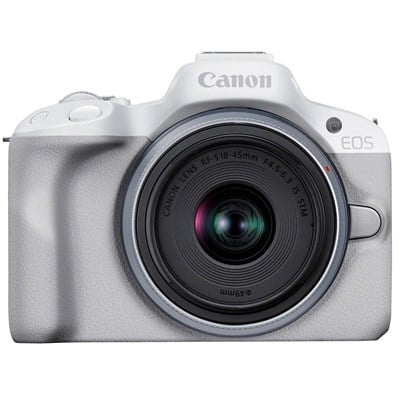 Canon EOS R50 Digital Camera with RF-S 18-45mm Lens - White